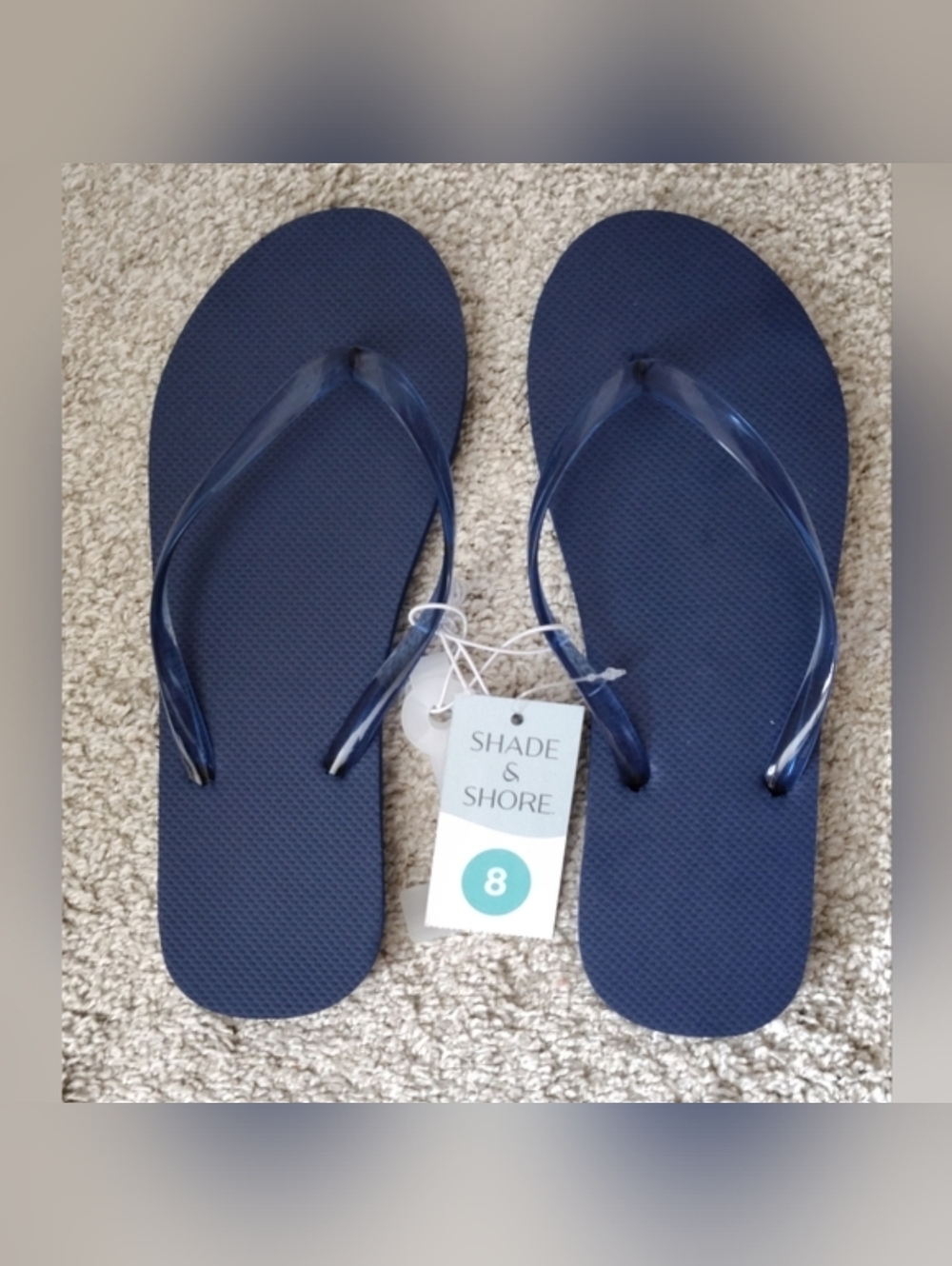 Shade & Shore Navy Women's Flip Flops In Size 8